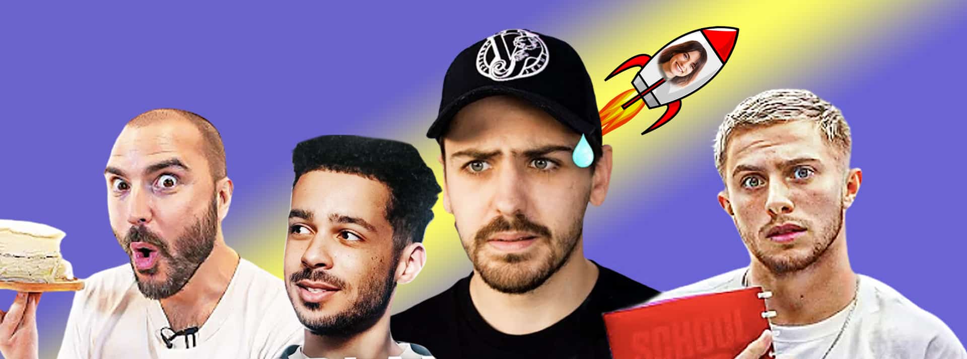 Sur YouTube, les hommes ne veulent toujours pas partager l'affiche avec des femmes - L'ADN Les youtubeurs chef Verrechia, Matsu, Jpoyco et Michou avec Maghla qui s'éloigne dans une fusée