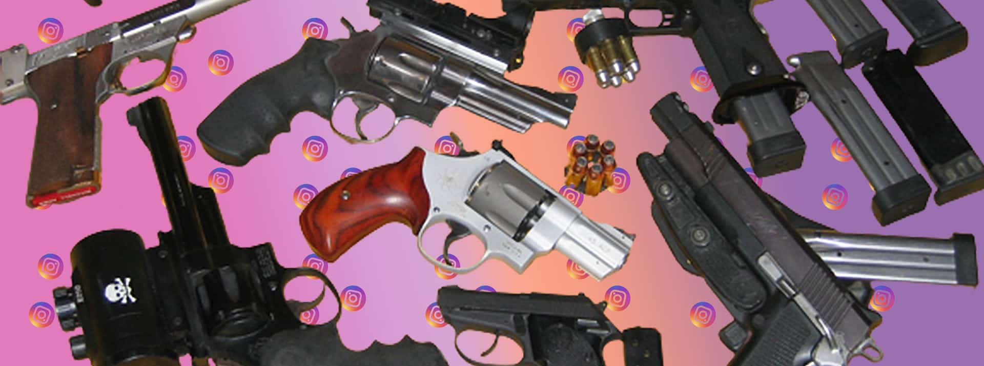 Des armes sur fond aux couleurs d'instagram