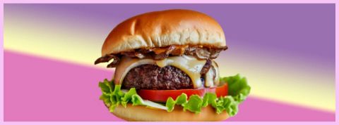 Mais pourquoi les masculinistes détestent manger ? Un burger sur fond rose