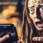 Illustration d'une femme horrifiée devant son smartphone