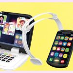 Un ordinateur sur fond jaune