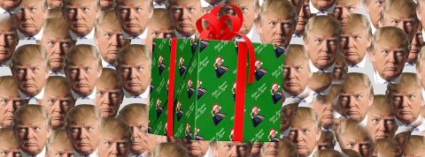 Trump vend du papier cadeau de Noel à son effigie Papier Cadeau à l'effigie de Donald Trump