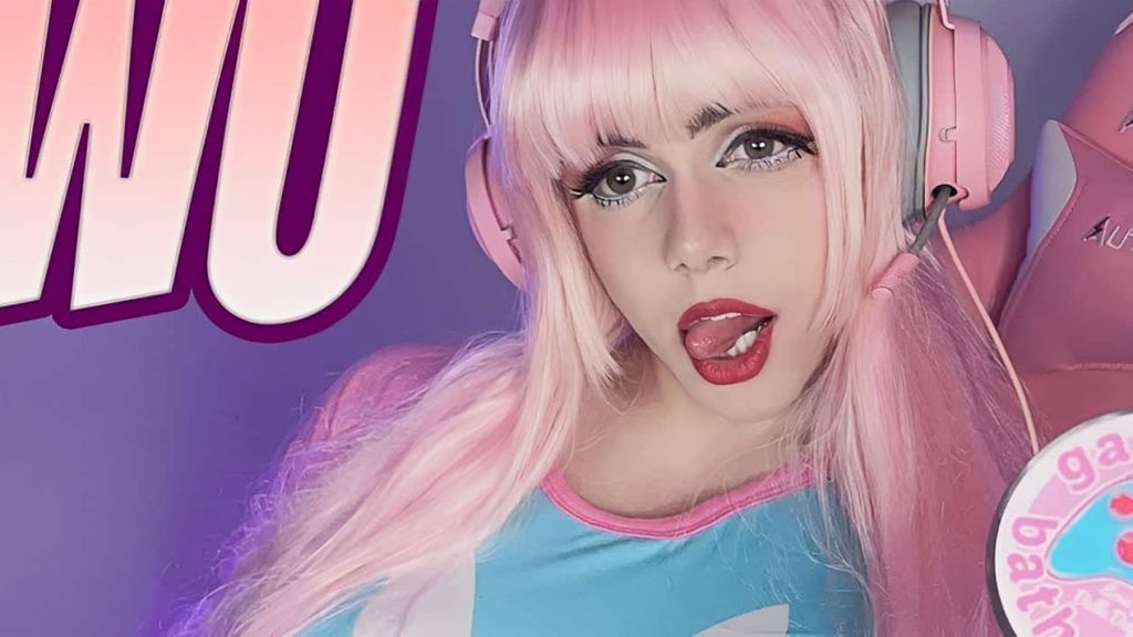 une fille sexy aux cheveux rose qui est en fait un mec