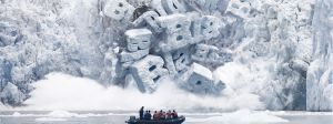 Campagne Greenpeace avec des blocs de glaces BlaBla qui fondent