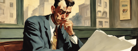 ohno un homme regarde un journal consterné