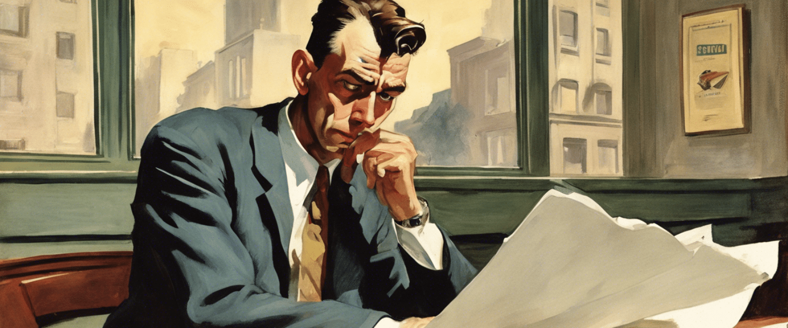 un homme regarde un journal consterné