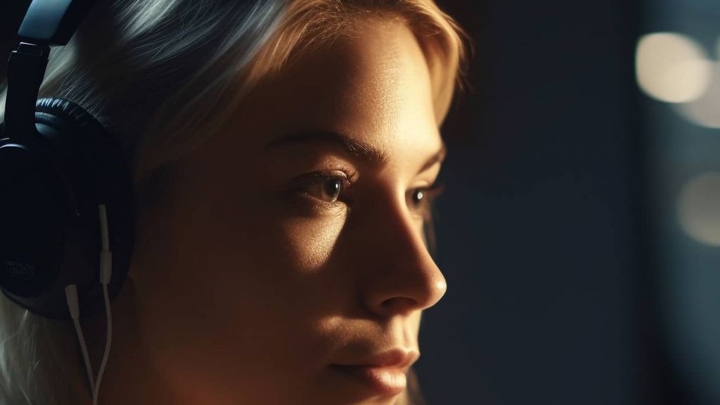 Une jeune télétravailleuse de profil, l'air soucieux