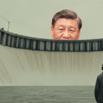 le président chinois géant derrière un barrage hydroélectrique