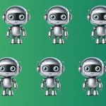 Petits robots sur fond vert
