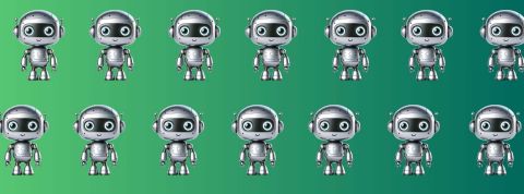 Petits robots sur fond vert