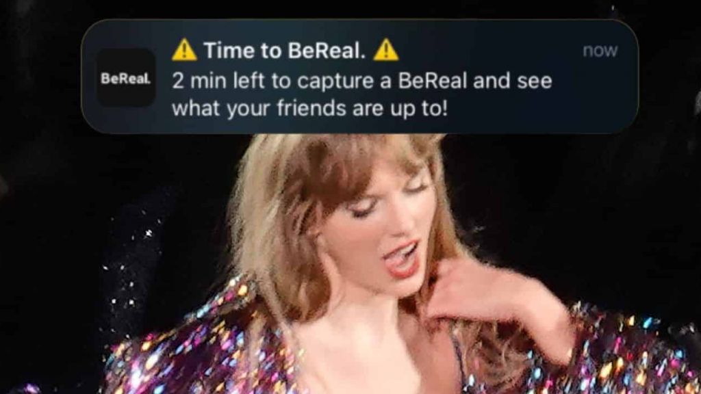Taylor Swift et la notification BeReal