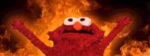 Le meme d'Elmo brûlant dans les flammes