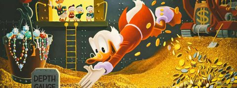 Le capitalisme à la croisée des chemins Picsou plonge dans un bain de pièces d'or