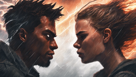 une femme et un homme qui se font face en colère