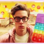 Un jeune adulte dans un lavomatic avec une calculatrice qui affiche O