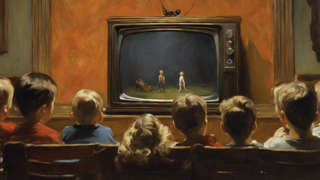 des enfants rassemblé devant une tv