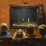 des enfants rassemblé devant une tv