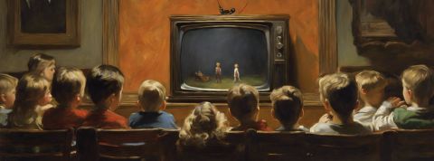 kids-tv des enfants rassemblé devant une tv