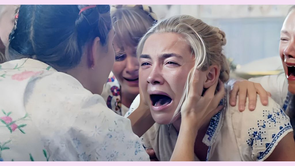 Une jeune femme crie à genoux