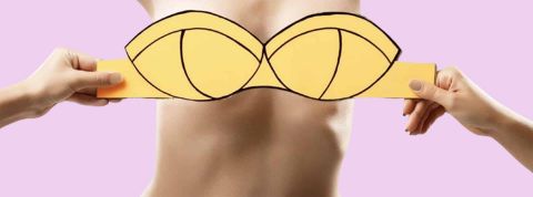 Un soutien-gorge à ultrasons promet de détecter le cancer plus tôt Illustration d'un soutien gorge en papier posé sur la poitrine d'une femme