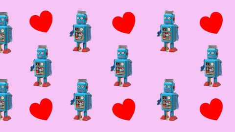 Astuce : créer un bot pour parler via Tinder à 5200 femmes Des coeurs et des robots sur fond rose