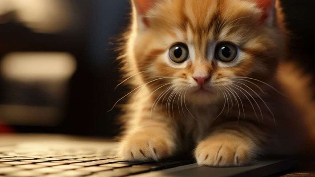 La téléconsultation pour animaux de compagnie, un marché en croissance Un petit chat roux avec les pattes sur le clavier d'un ordi-ordi