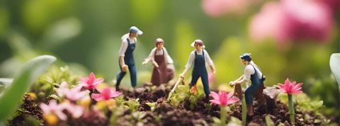Bonne nouvelle : transformer nos pratiques agricoles sera bon pour l'économie aussi De petites figurines sur un décor de verdure