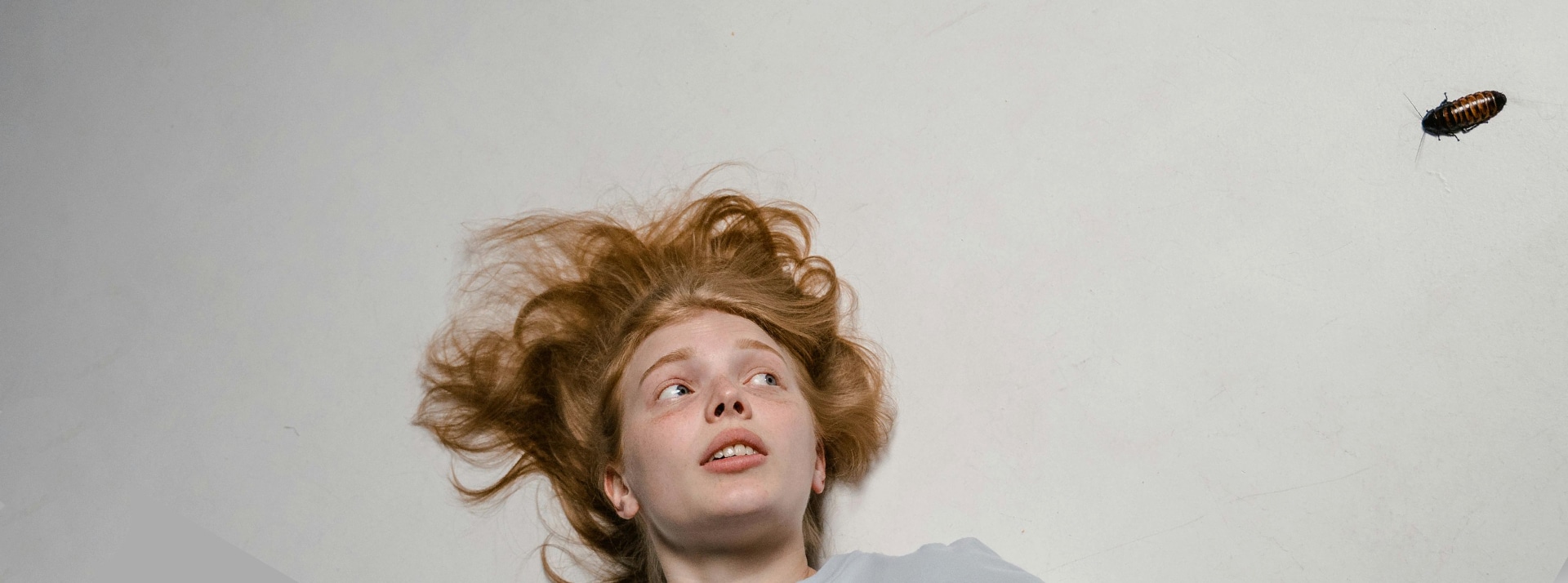Sur X, les bots utiles ou fun ont disparu, mais les bots nuisibles sont toujours là - L'ADN Un jeune femme rousse effrayée par un cafard qui se dirige vers elle