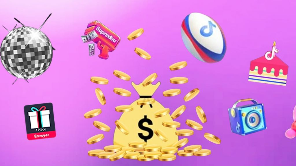 de nombreux cadeaux TikTok et des pièces de monnaie