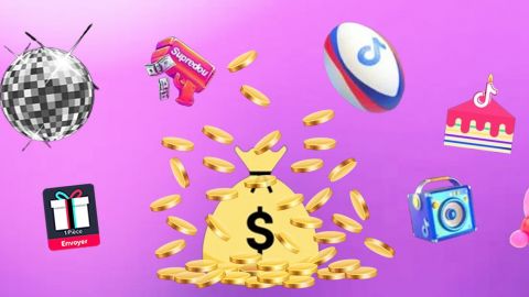 de nombreux cadeaux TikTok et des pièces de monnaie