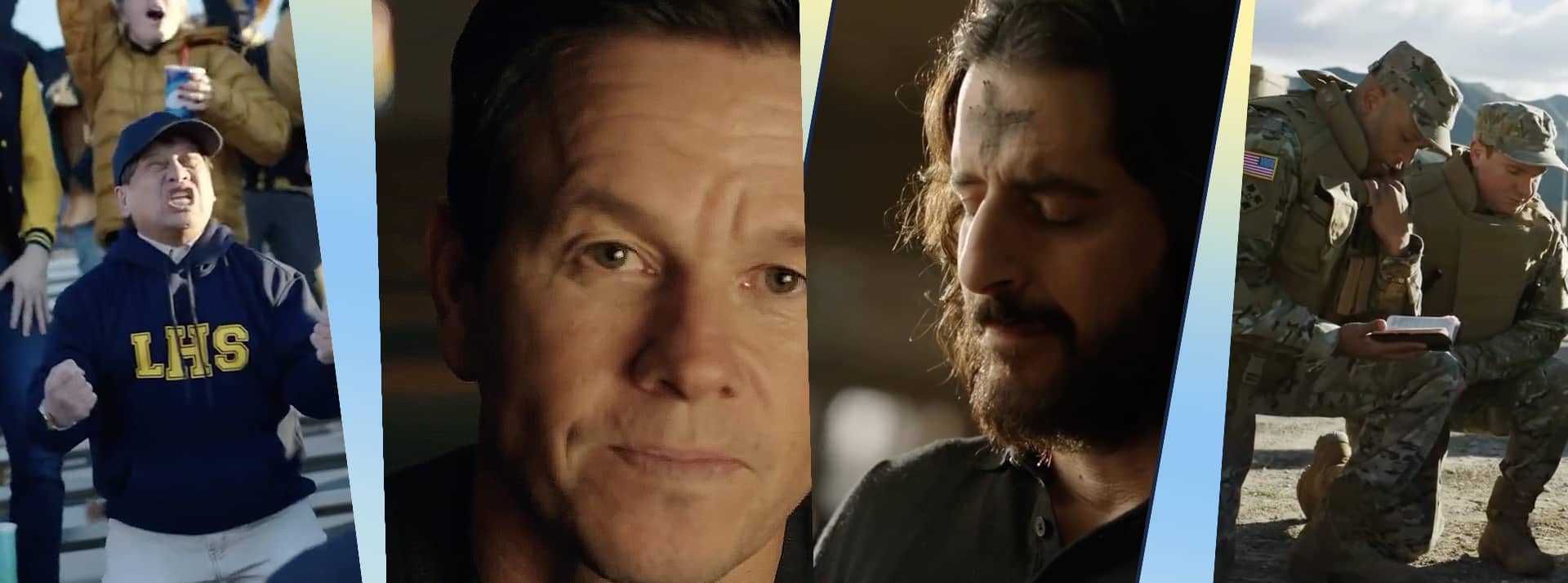 Des captures ecran de la pub Hallow avec Mark Wahlberg