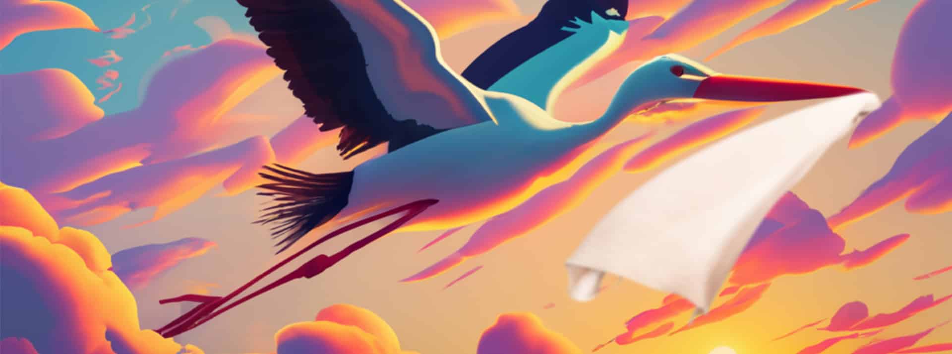 La population mondiale décline : une première depuis la Peste Noire - L'ADN Une cigone avec un baluchon vide dans un ciel orangé
