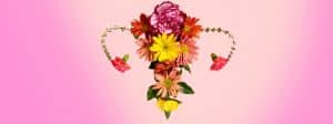 Utérus réalisé avec des fleurs
