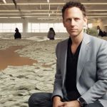 Peter Thiel sur des tonnes de billets dans un hangar avecd es silhouettes mystérieuses