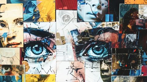 Fresque faite de bouts de visages par IA