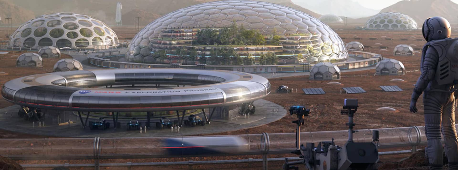future-Mars - L'ADN ville du futur imaginaire avec domes