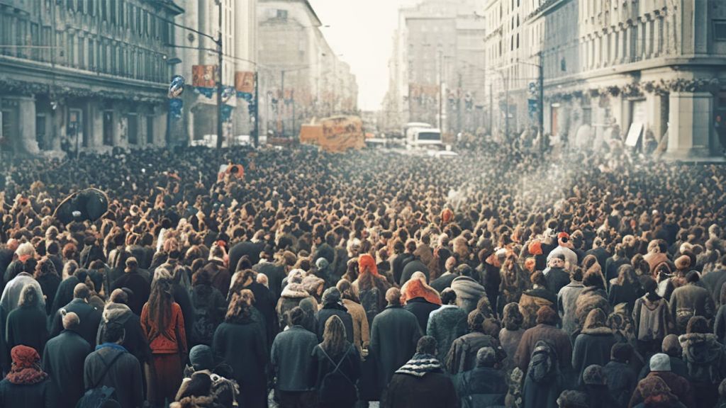 Des milliers de personnes serrées dans la rue, en plein rush