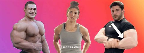 La bigorexie a pris le contrôle d’Internet et de nos corps Des captures de comptes TikTok avec deux hommes et une femme musclés