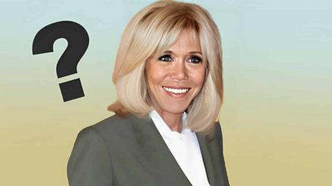 Portrait de Brigitte Macron avec un point d'interrogation