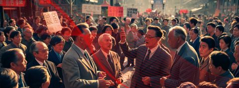 Polis, la plateforme qui met tout le monde d'accord De nombreux Taiwanais débatent ensemble à l'extérieur (illustration)