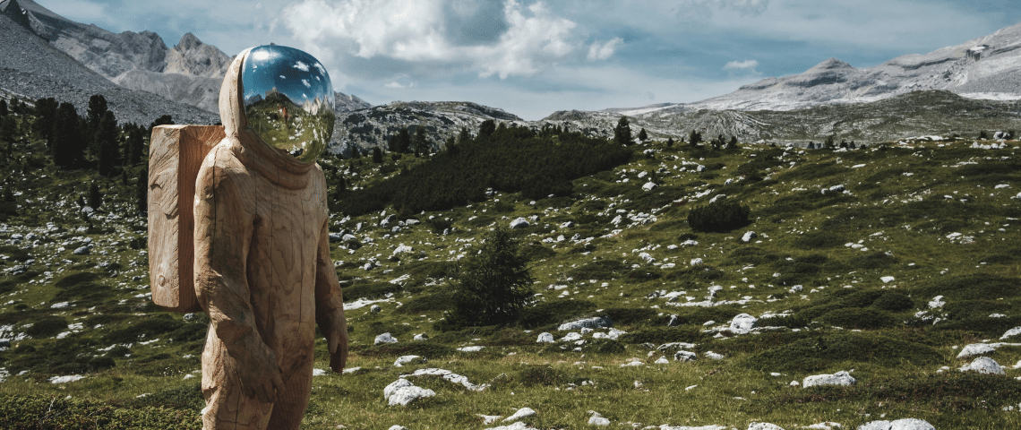 Un astronaute dans un champ