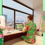 un personnage animé en 3d dans un petit appartement