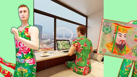 un personnage animé en 3d dans un petit appartement