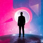 Personne devant un halo de lumière