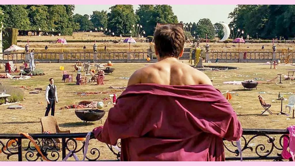 Un homme de dos face à un jardin