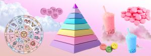 Une pyramide sur fond rose