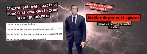 Sur X et TikTok, deux salles, deux ambiances post-électorales Bardella et des commentaires issus de X et TikTok post-election