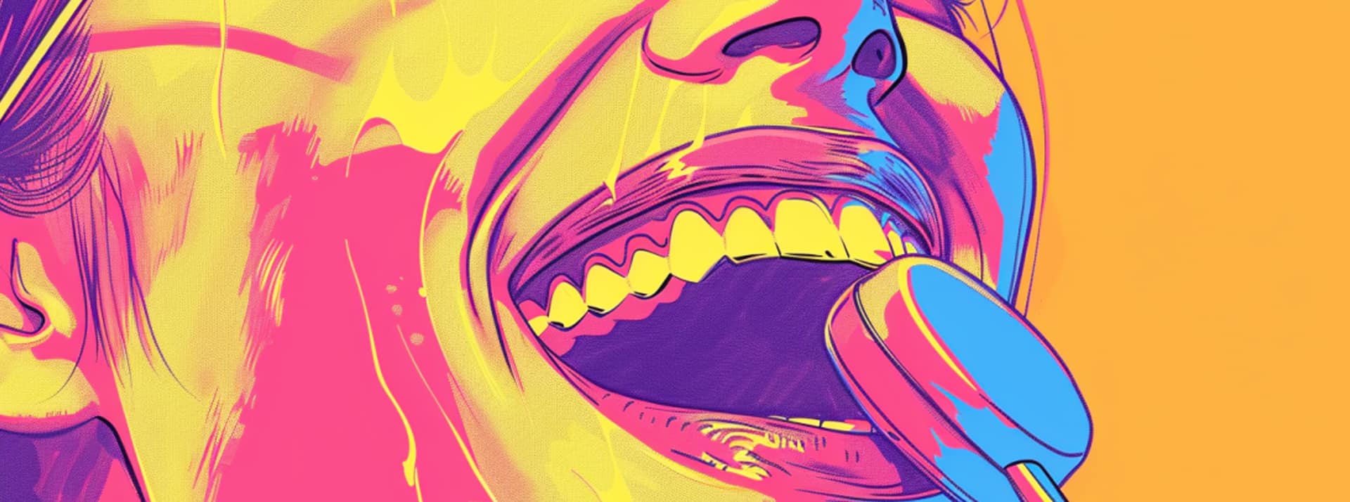Au Japon, SoftBank lance une IA « anti-émotions » qui adoucit la voix des clients mécontents - L'ADN Illustration par IA d'une voix souriante proche d'un micro de téléphone