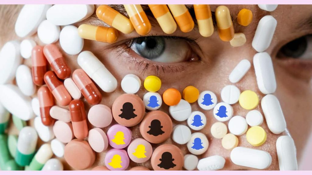 Un visage recouvert de pilules