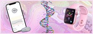 Une montre connectée sur fond rose